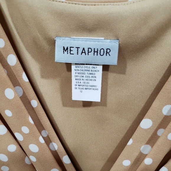 NWT METAPHOR sparkling polka dot golden tan/pure white flowing premium (12) - Picture 9 of 12